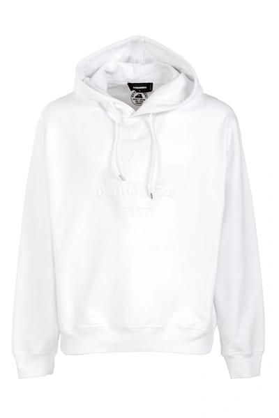 Dsquared2 Cotton Hooded Sweatshirt In Bianco