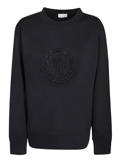 Moncler Crystals Logo Black Sweatshirt