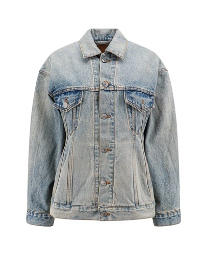 Balenciaga Women's Hourglass Denim Jacket In Blue