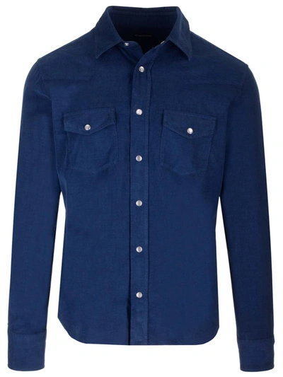 Tom Ford Courduroy Shirt In Blue