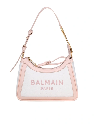 Balmain B-army 26 Bag In Canvas And Leather In Cream