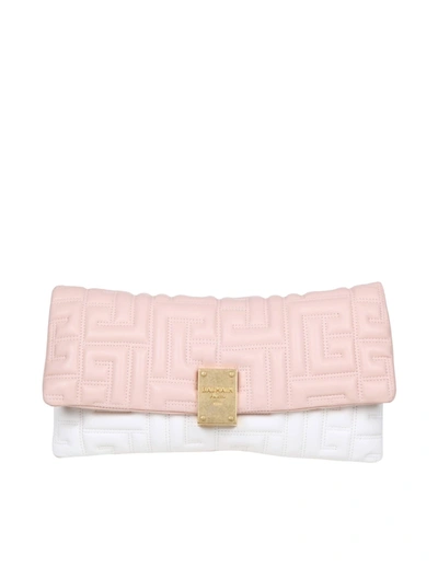 BALMAIN BALMAIN 1945 SOFT CLUTCH BAG IN MONOGRAM QUILTED LEATHER