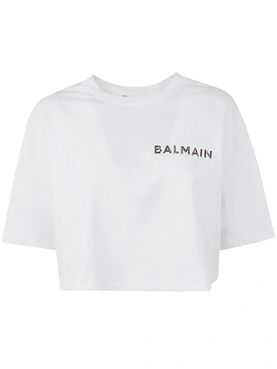 BALMAIN BALMAIN LAMINATED CROPPED T-SHIRT