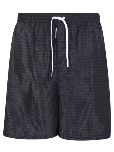 Dsquared2 Black D2 Allover Swimming Shorts In Grey
