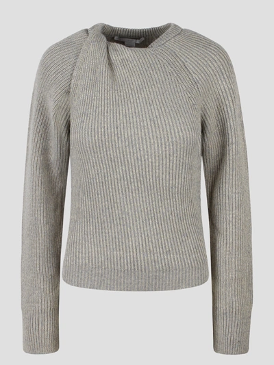 Stella Mccartney Twisted Cut-out Detail Cashmere Sweater In Grey