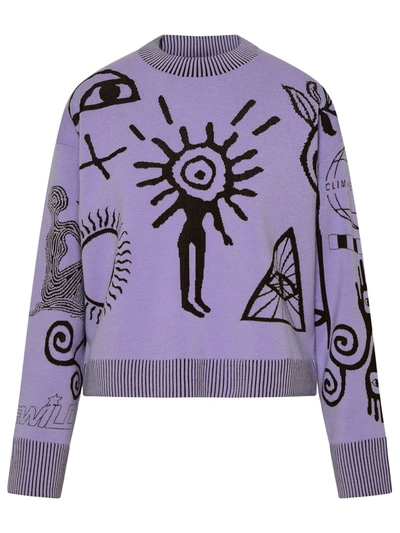 Stella Mccartney Flock Artwork Intarsia-knit Jumper In Purple