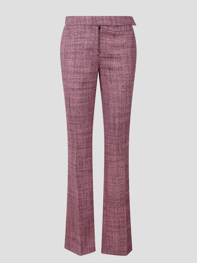 Stella Mccartney Wool Mouline Slim Fit Tailored Trousers In Pink & Purple