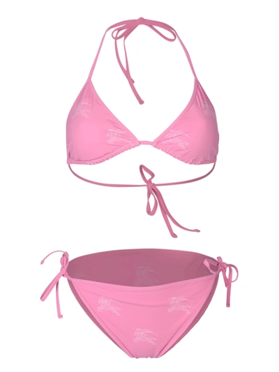 Burberry Ekd Stretch Nylon Triangle Bikini In Pink