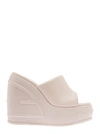 FENDI FENDI LIGHT PINK PLATFORM SLIDES WITH EMBOSSED OVERSIZED FF PATTERN IN LEATHER WOMAN