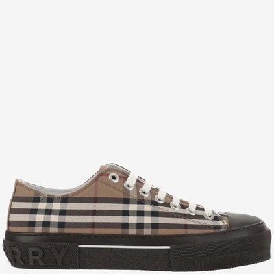 Burberry Vintage Check Pattern Sneakers In Beige,brown