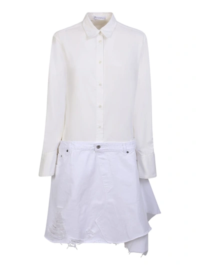 Jw Anderson J.w. Anderson Asymmetric Shirtdress In White