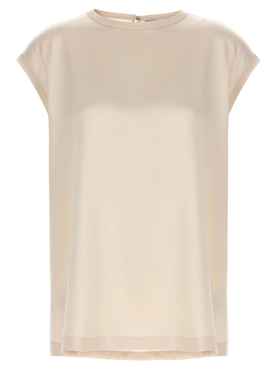 Brunello Cucinelli Silk-blend Top In White