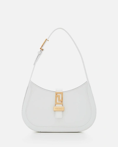 Versace Patent Leather Shoulder Bag In White