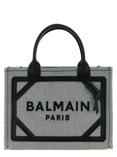 Balmain B-army Shopping Bag In White/black