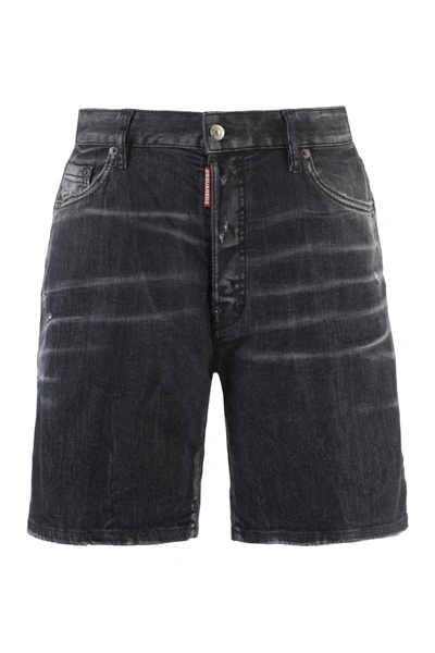 Dsquared2 Marine Denim Bermuda Shorts In Black