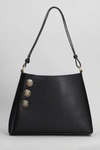 Balmain Embleme Large Leather Shopping Tote With Removable Pouch In Black