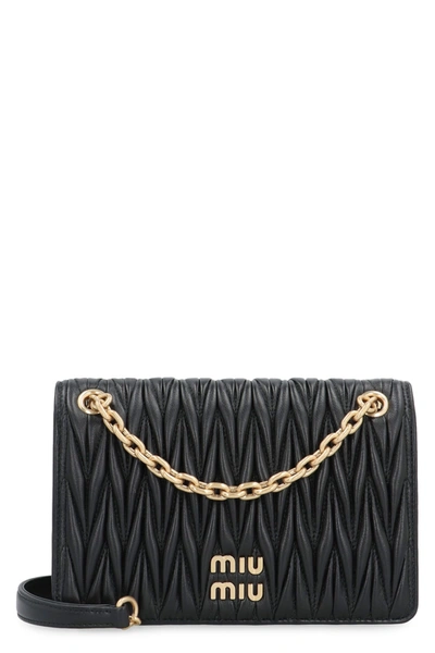 Miu Miu Leather Mini Crossbody Bag In Black