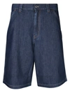Prada Dark-wash Denim Bermuda Shorts In Blue