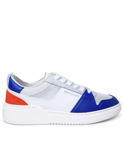 Ferragamo Leather And Technical Fabric Sneakers In White