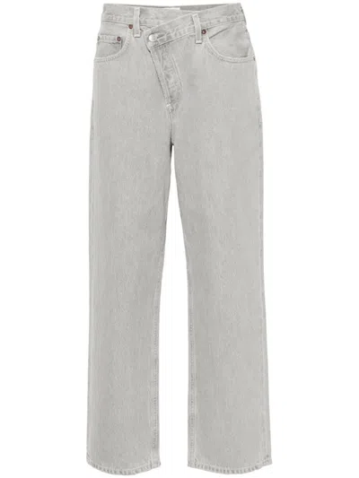 Agolde Criss Cross High-waist Straight-leg Jeans In Grey