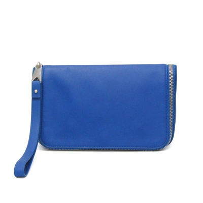 Bottega Veneta Organizer Blue Leather Clutch Bag ()