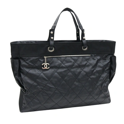 Pre-owned Chanel Biarritz Black Leather Tote Bag ()