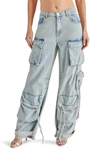 Steve Madden Duo Cargo Jeans In Light Blue