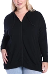 Minnie Rose Women's Oversized Cotton-cashmere Zip Hoodie In Black