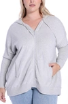 Minnie Rose Plus Size Cotton Cashmere Oversized Zip Hoodie In Light Heather Grey