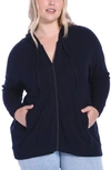 Minnie Rose Cashmere Zip Hoodie Jacket In Navy