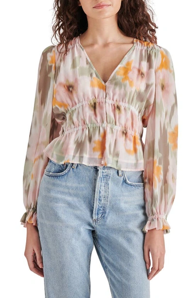 Steve Madden Ardenne Floral Top In Olive