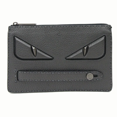 Fendi Selleria Grey Leather Clutch Bag ()