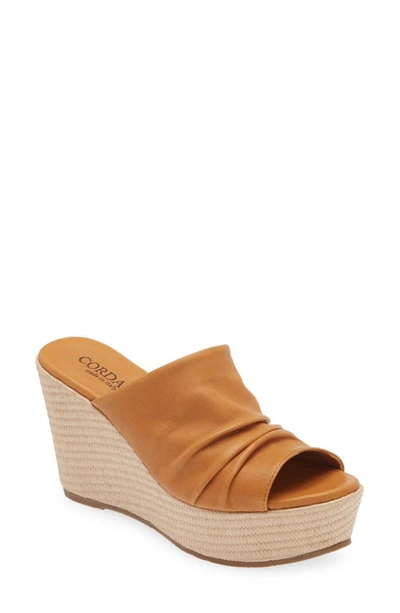 Cordani Henley Espadrille Platform Wedge Slide Sandal In Nappa Pelle Cuoio