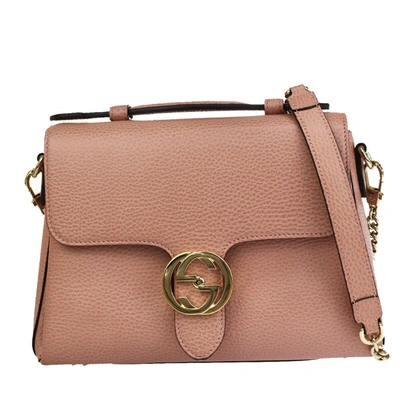 Gucci Interlocking G Pink Leather Shoulder Bag ()