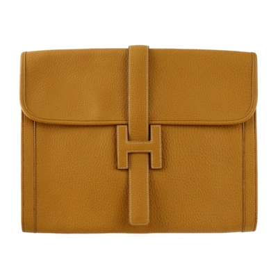 Hermes Hermès Jige Camel Leather Clutch Bag ()