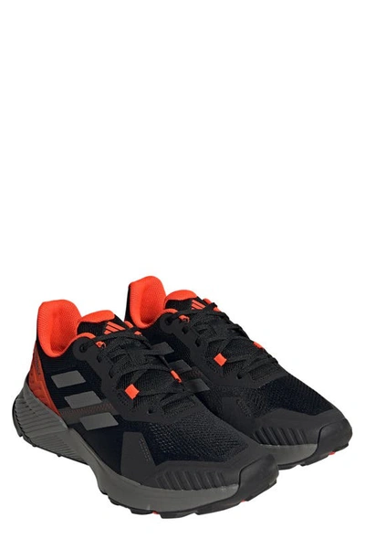 Adidas Originals Terrex Soulstride Trail Running Shoe In Black/grey/solar Red