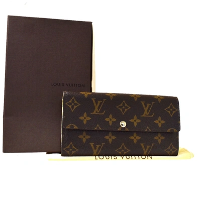 Pre-owned Louis Vuitton Portefeuille Sarah Brown Canvas Wallet  ()