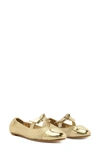 Alexandre Birman Clarita Metallic Bow Ballerina Flats In Golden