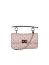 Valentino Beige Leather Small Rockstud Spike Top Handle Bag In Pink