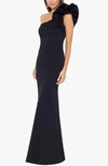 Betsy & Adam Petites Womens Full Length One Shoulder Evening Dress In Black
