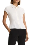 Theory Cap-sleeve Modern Silk Georgette Blouse In Ivory