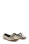 Alexandre Birman Clarita Metallic Bow Ballerina Flats In Graffite