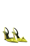 Alexandre Birman Clarita 100mm Satin Slingback Pumps In Lime