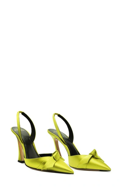 Alexandre Birman Clarita 100mm Satin Slingback Pumps In Green