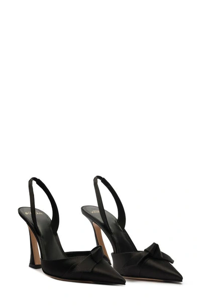 Alexandre Birman Clarita Bell Bow-detailed Satin Slingback Pumps In Black