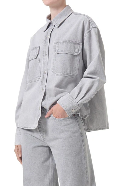 Agolde Gwen Slice Denim Shirt In Grey