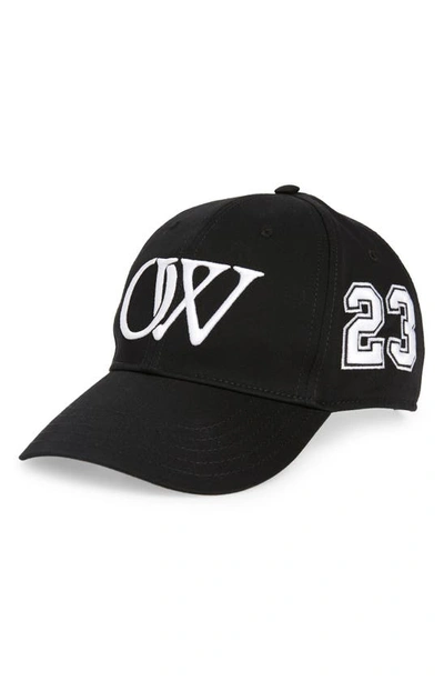 Off-white Multi Logo Adjustable Baseball Cap In Black White