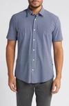 Hugo Boss Regular-fit Shirt In Printed Stretch-linen Chambray In Light Blue