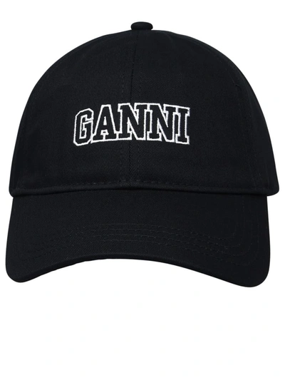 GANNI GANNI BLACK COTTON HAT