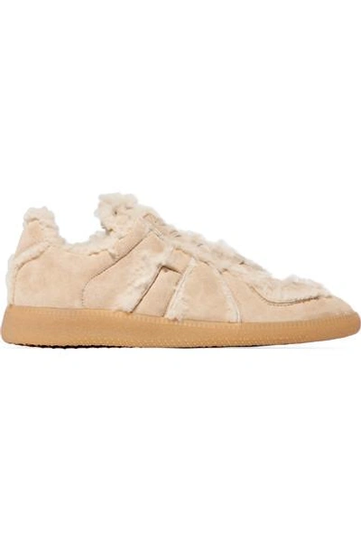 Maison Margiela Shearling-lined Suede Sneakers In 113